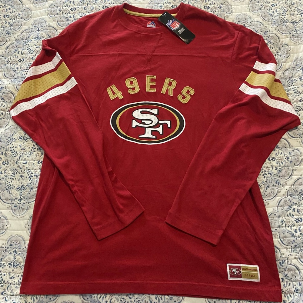 San Francisco 49ers Majestic NFL "Powerful Hit" Men's Long Sleeve Crew Shirt